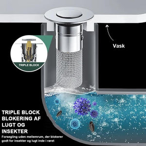 Isoler lugt og forhindre kakerlakker - Rustfrit stål gulvafløbsfilter